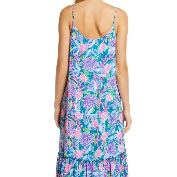 LILLY PULITZER ❀ Winni Midi Dress Maldives Green Turtle Wave (S) NWT - Picture 3 of 9